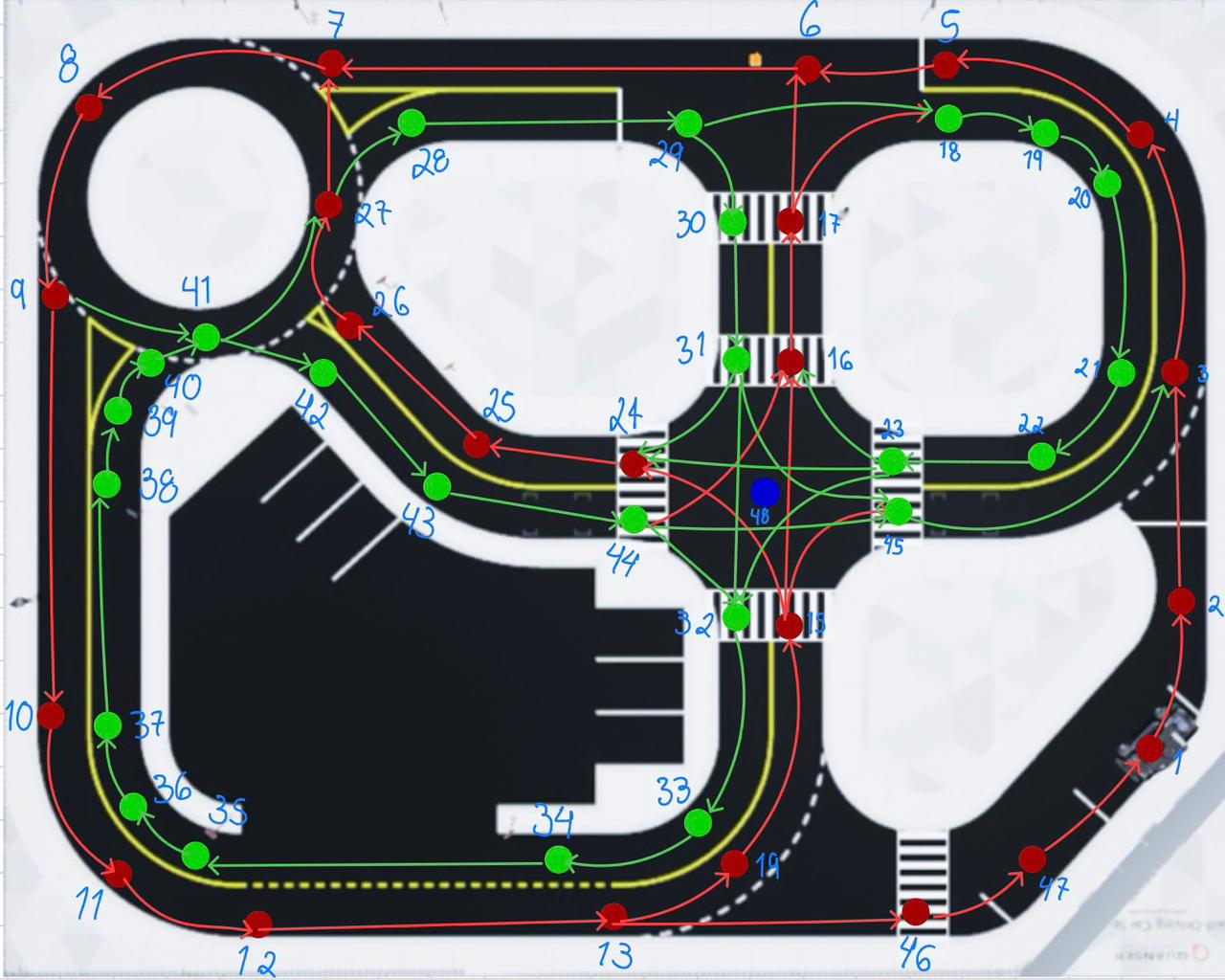 Base map with graph nodes and connectivity